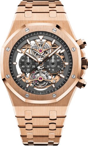 Audemars Piguet Royal Oak Tourbillon 44mm Chronograph Openworked Rose Gold - 26347OR.OO.1205OR.01 - Luxury Time NYC