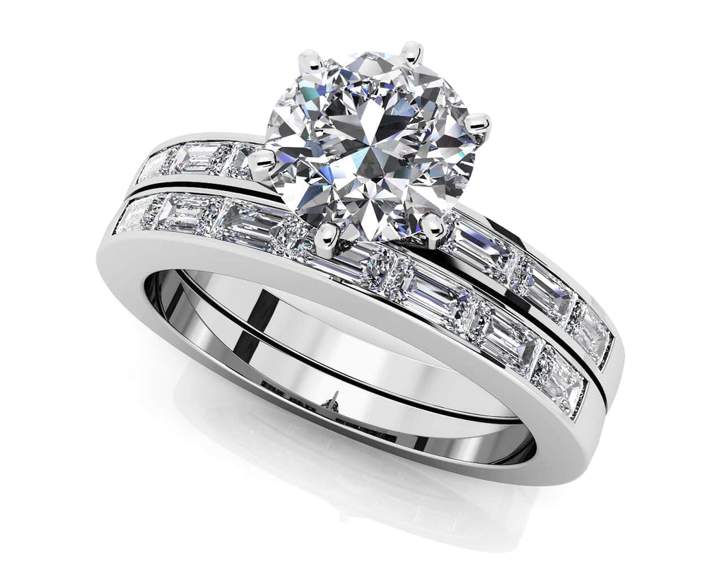 Baguette Bridal Set Diamond with 1.15 ct. (0.50 ct. center diamond) - Luxury Time NYC