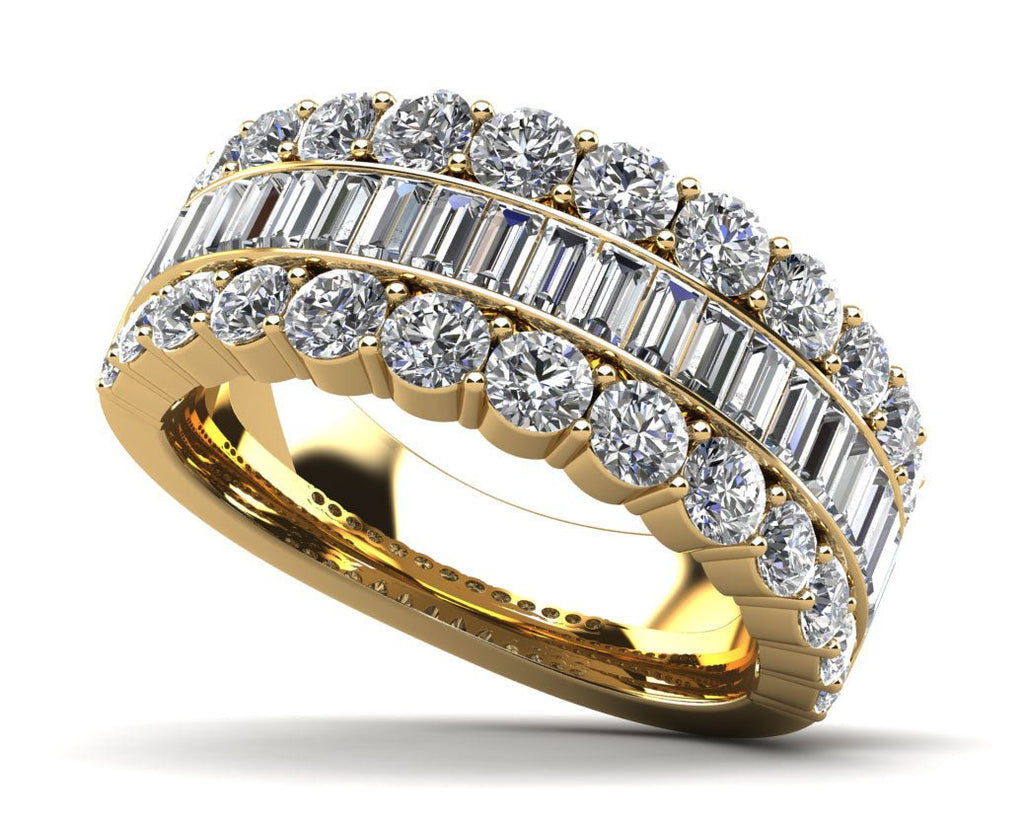 Baguettes and Rounds Anniversary Diamond Ring with 2.38 ct.(finished) 2.75x1.5mm, 2.3mm - Luxury Time NYC