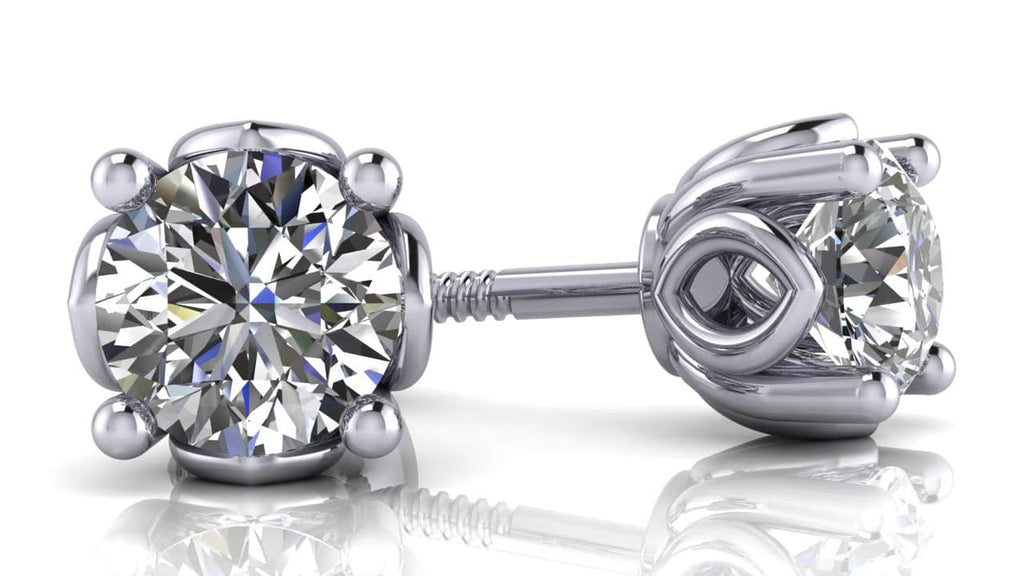 Beautiful Tulip Lab - Grown Diamond Stud Earrings with 0.76 ct.(finished) 4.6mm - Luxury Time NYC