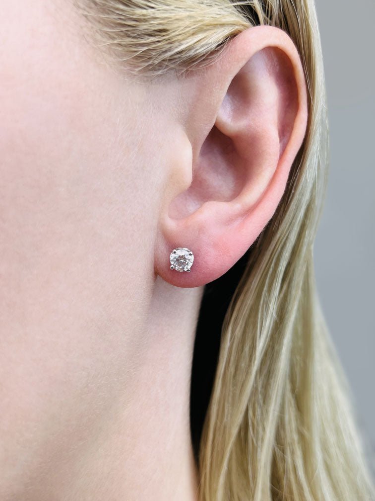 Beautiful Tulip Lab - Grown Diamond Stud Earrings with 1.50 ct.(finished) 5.7mm - Luxury Time NYC
