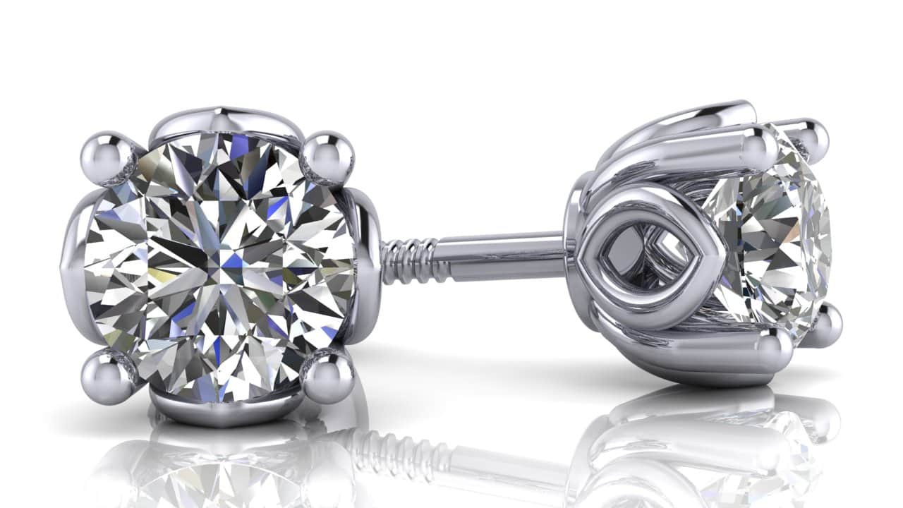 Beautiful Tulip Lab - Grown Diamond Stud Earrings with 1.50 ct.(finished) 5.7mm - Luxury Time NYC