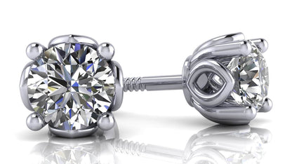Beautiful Tulip Lab - Grown Diamond Stud Earrings with 2.00 ct.(finished) 6.5mm - Luxury Time NYC