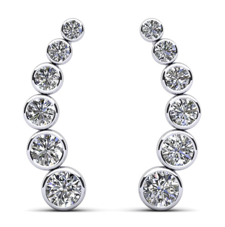 Bezel Set Diamond Journey Earrings Lab - Grown Diamond with 2.01 ct.(finished) - Luxury Time NYC