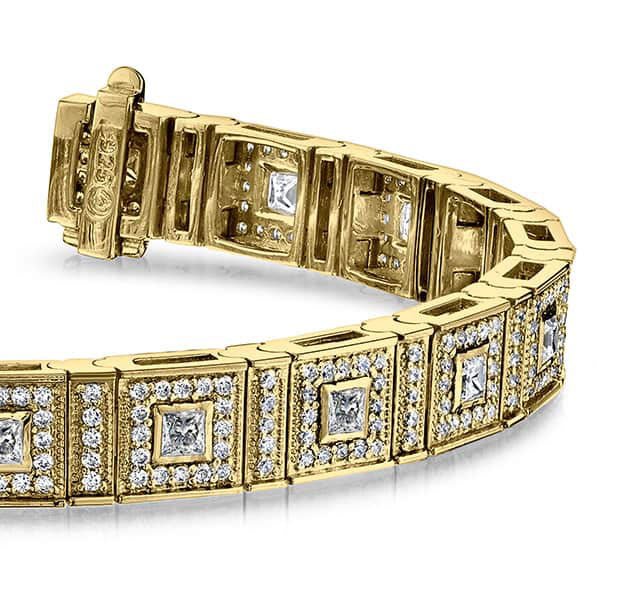 Bezel Set Princess Diamond Bracelet with 3.24 ct.(finished) 1.1mm, 2mm - Luxury Time NYC