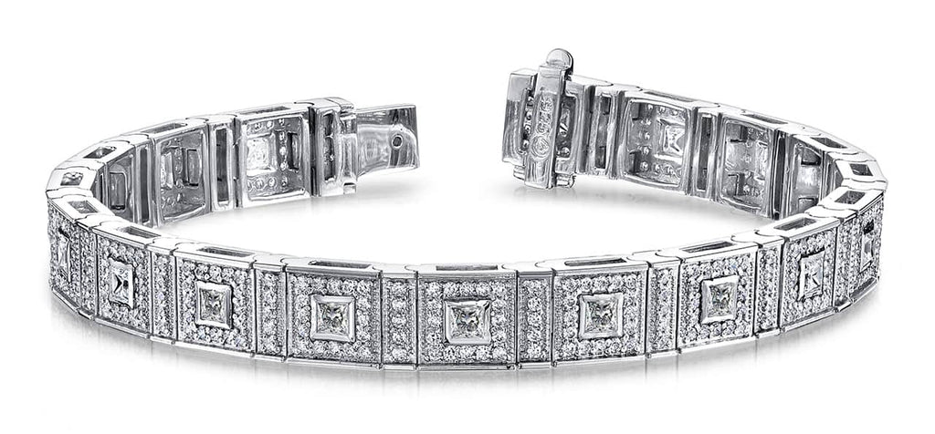 Bezel Set Princess Diamond Bracelet with 5.45 ct.(finished) 1.4mm, 2.5mm - Luxury Time NYC