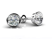 Load image into Gallery viewer, Bezel Set Round Diamond Stud Earrings with 0.32 ct.(finished) 3.5mm - Luxury Time NYC