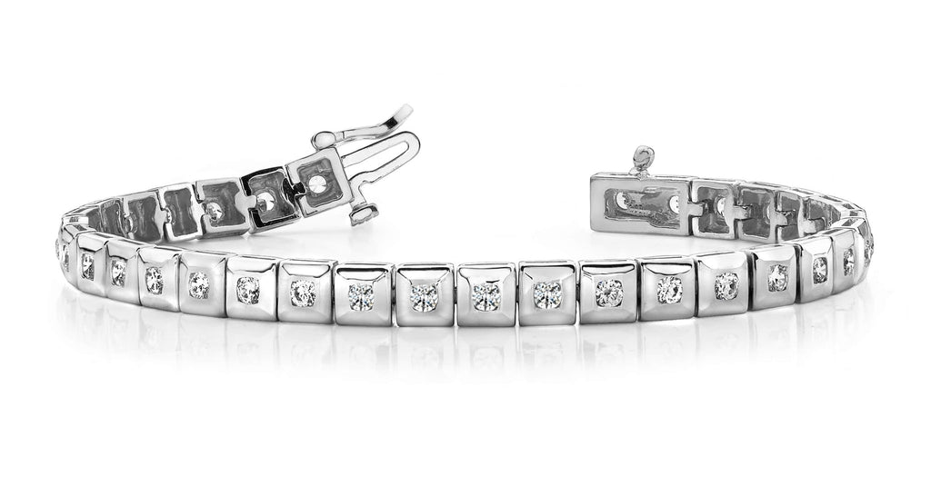 Bezel Set Square Link Diamond Bracelet with 1.08 ct.(finished) 2.0mm - Luxury Time NYC