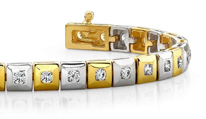 Bezel Set Square Link Diamond Bracelet with 3.10 ct.(finished) 3.0mm - Luxury Time NYC