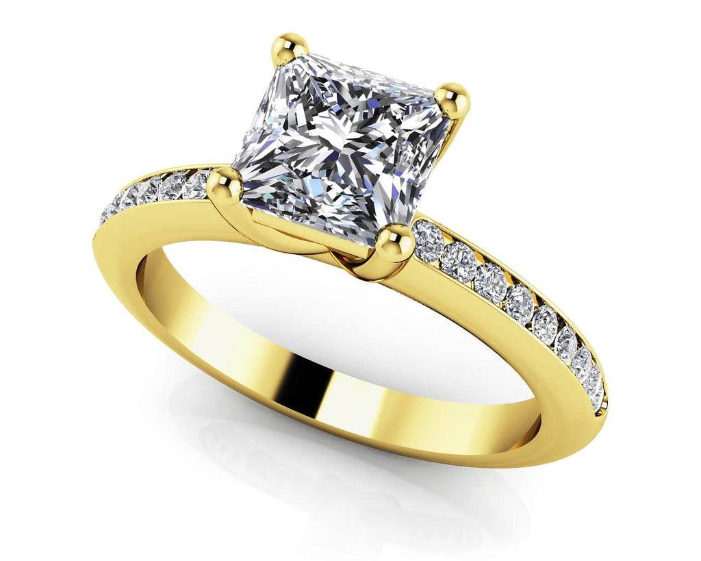 Blissful Princess Stone Shape Diamond Engagement Ring with 0.96 ct. (0.75 ct. center diamond) - Luxury Time NYC