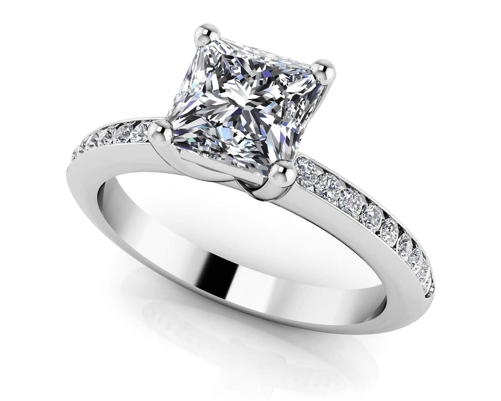 Blissful Princess Stone Shape Diamond Engagement Ring with 0.96 ct. (0.75 ct. center diamond) - Luxury Time NYC