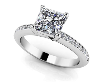 Blissful Princess Stone Shape Diamond Engagement Ring with 2.21 ct. (2.00 ct. center diamond) - Luxury Time NYC