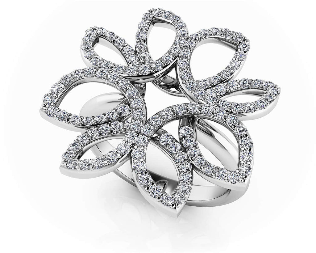 Bold Diamond Flower Ring In Diamond with 0.68 ct.(finished) 1mm, 1.1mm, 1.2mm - Luxury Time NYC