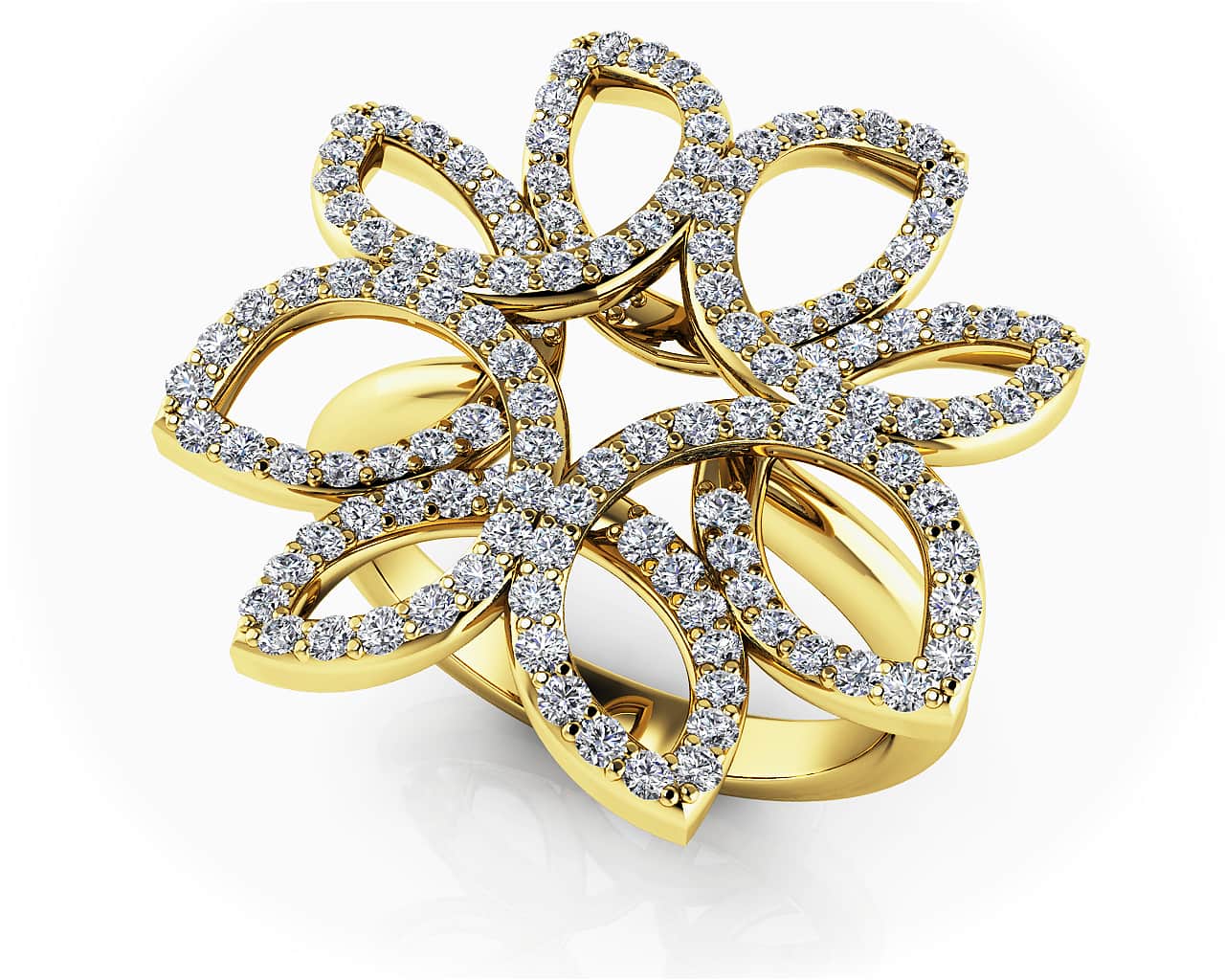 Bold Diamond Flower Ring In Lab - Grown Diamond with 0.68 ct.(finished) 1mm, 1.1mm, 1.2mm - Luxury Time NYC