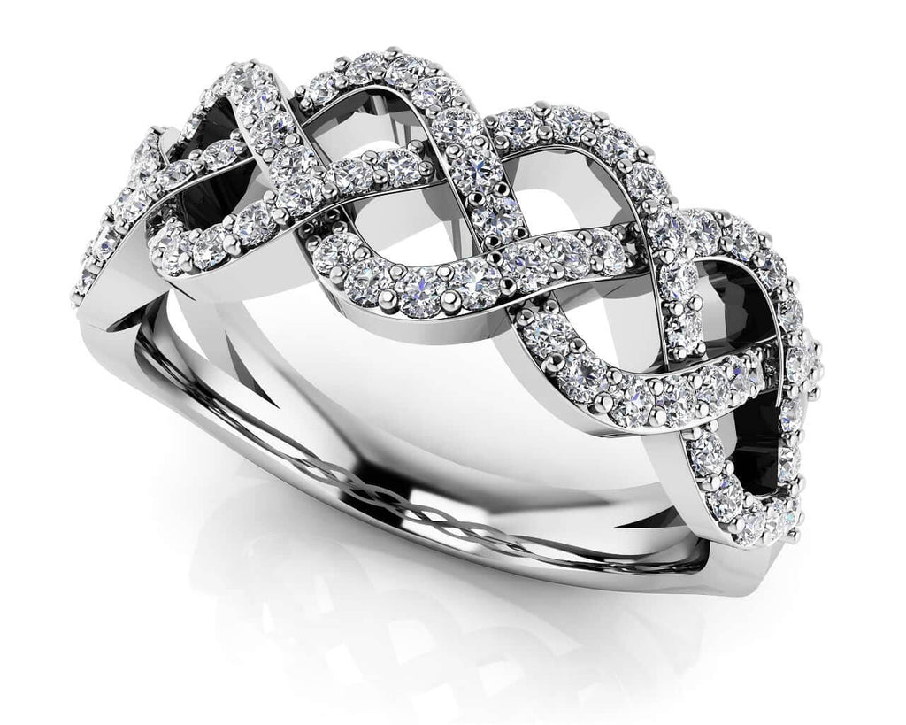 Braided Diamond Anniversary Ring with 0.58 ct.(finished) 1.2mm - Luxury Time NYC