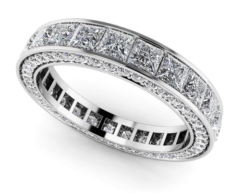 Breathtaking Princess And Round Eternity Diamond Ring with 1.74 ct.(finished) 1mm, 1.75mm - Luxury Time NYC