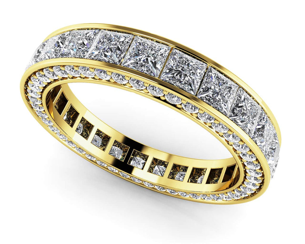 Breathtaking Princess And Round Eternity Diamond Ring with 4.04 ct.(finished) 1.2mm, 3mm - Luxury Time NYC