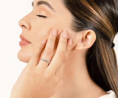 Brilliant 7 Diamonds Anniversary Diamond Ring with 0.49 ct.(finished) 2.6mm - Luxury Time NYC