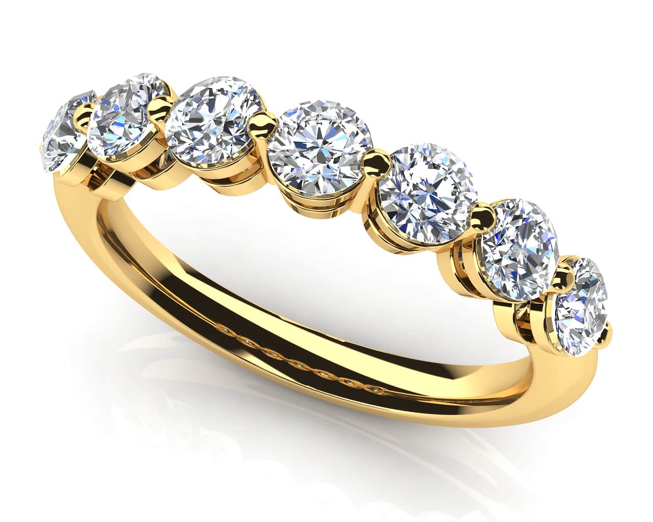 Brilliant 7 Diamonds Anniversary Diamond Ring with 0.49 ct.(finished) 2.6mm - Luxury Time NYC