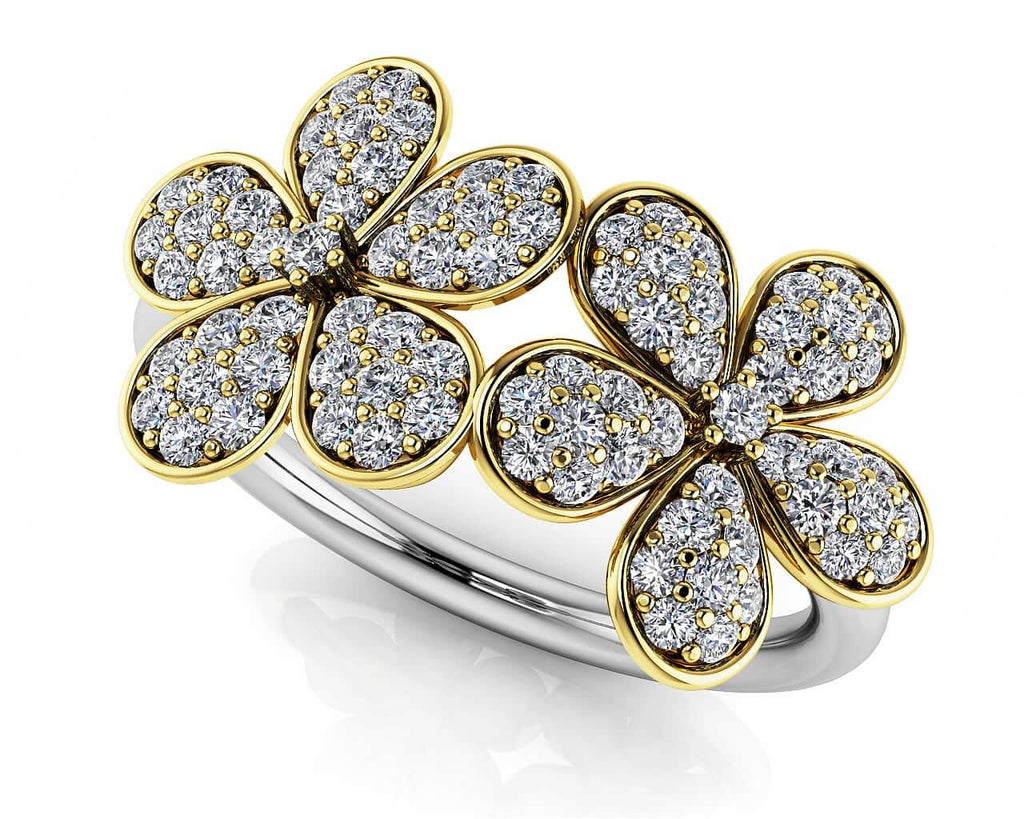 Brilliant Cut Joyful Flowers Diamond Ring with 0.51 ct.(finished) - Luxury Time NYC