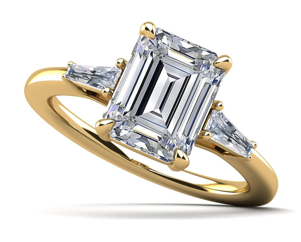 Brilliant Emerald Cut And Baguette Diamond Ring with 1.14 ct. (1.00 ct. center diamond) - Luxury Time NYC