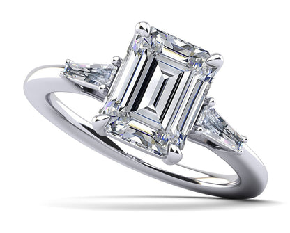 Brilliant Emerald Cut And Baguette Lab - Grown Diamond Ring with 2.18 ct. (2.00 ct. center diamond) - Luxury Time NYC