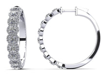 Load image into Gallery viewer, Brilliant Halo Diamond Hoop Earrings with 3.18 ct.(finished) 1.1mm, 3mm - Luxury Time NYC