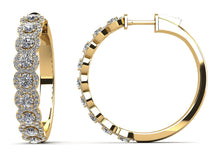 Load image into Gallery viewer, Brilliant Halo Diamond Hoop Earrings with 3.18 ct.(finished) 1.1mm, 3mm - Luxury Time NYC