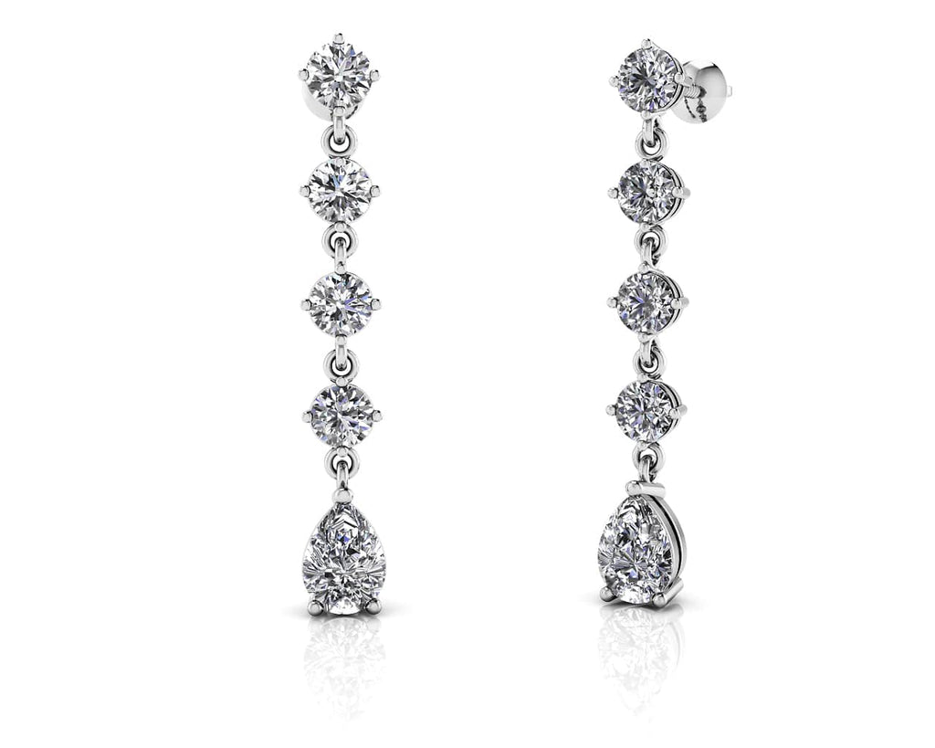 Brilliant Round And Pear Drop Lab - Grown Diamond Earrings with 2.68 ct.(finished) 7x5mm, 3.8mm - Luxury Time NYC