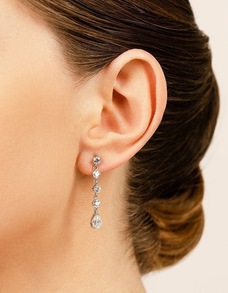 Brilliant Round And Pear Drop Lab - Grown Diamond Earrings with 2.68 ct.(finished) 7x5mm, 3.8mm - Luxury Time NYC