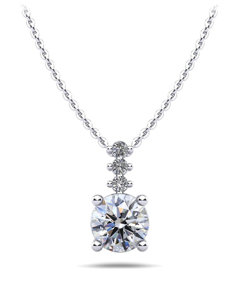 Brilliant Round Drop Diamond Pendant with 0.55 ct.(finished) 1.5mm, 5mm - Luxury Time NYC