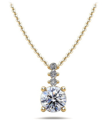 Brilliant Round Drop Diamond Pendant with 1.09 ct.(finished) 1.9mm, 6.5mm - Luxury Time NYC