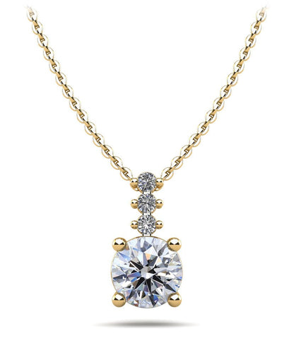 Brilliant Round Drop Diamond Pendant with 1.09 ct.(finished) 1.9mm, 6.5mm - Luxury Time NYC