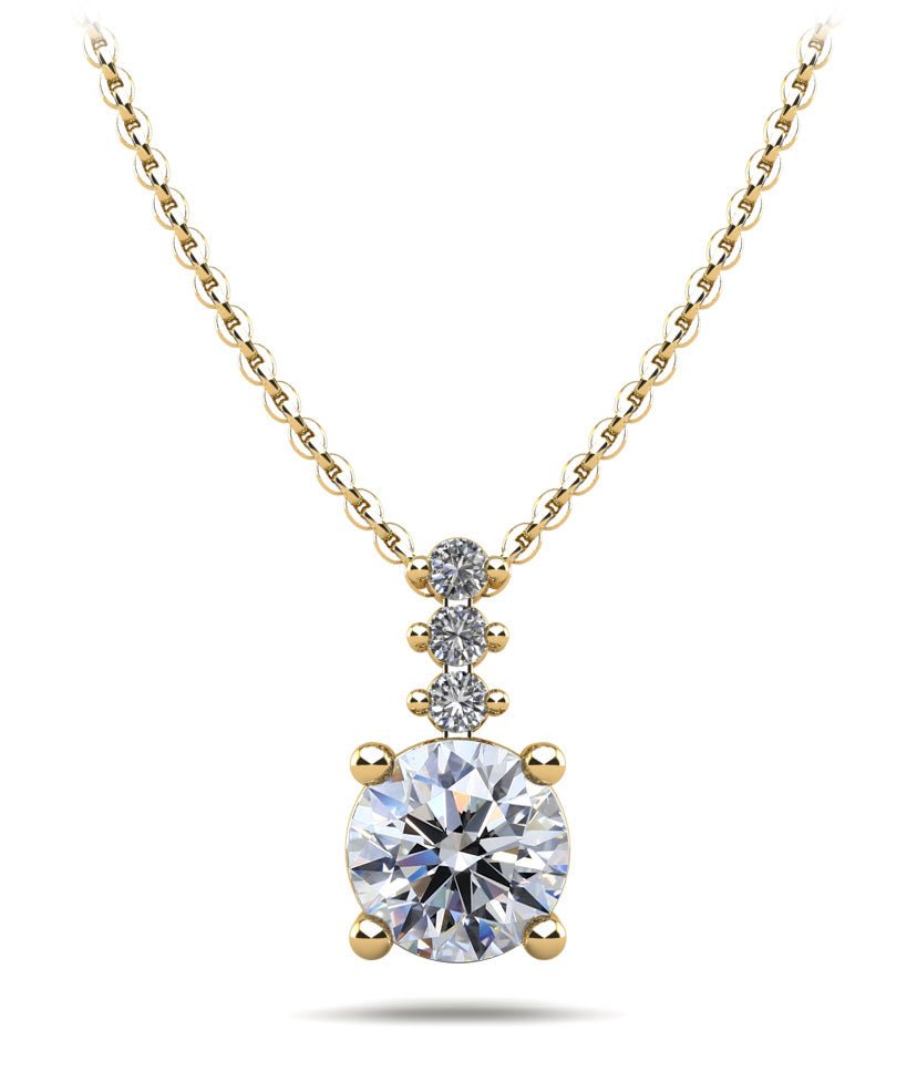 Brilliant Round Drop Lab - Grown Diamond Pendant with 1.09 ct.(finished) 1.9mm, 6.5mm - Luxury Time NYC