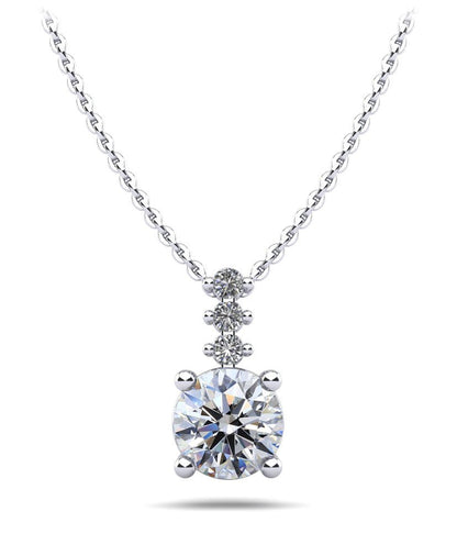 Brilliant Round Drop Lab - Grown Diamond Pendant with 1.09 ct.(finished) 1.9mm, 6.5mm - Luxury Time NYC