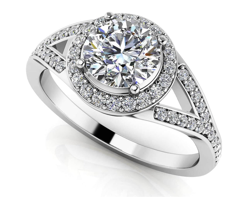 Brilliant Round Halo Diamond Engagement Ring with 0.75 ct. (0.50 ct. center diamond) - Luxury Time NYC