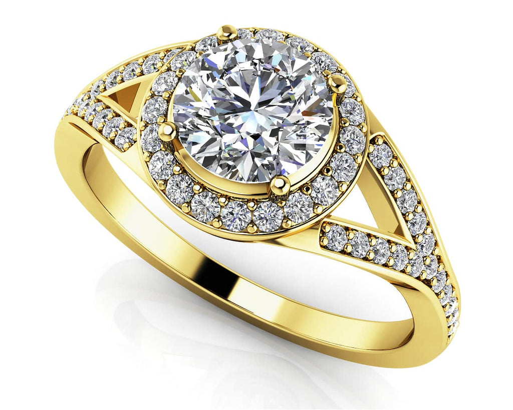 Brilliant Round Halo Diamond Engagement Ring with 1.01 ct. (0.75 ct. center diamond) - Luxury Time NYC