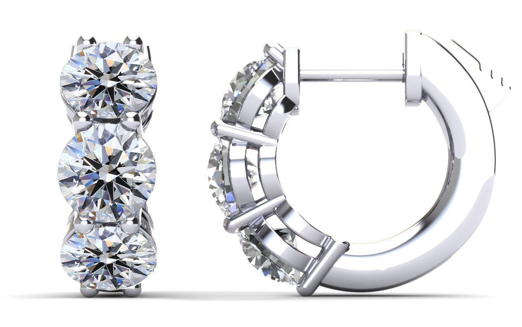 Brilliant Six Diamonds Huggie Hoops Diamond with 0.48 ct.(finished) 2.8mm - Luxury Time NYC