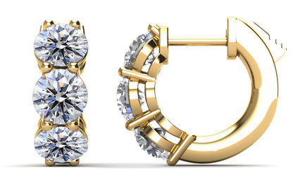 Brilliant Six Diamonds Huggie Hoops Diamond with 3.60 ct.(finished) 5.4mm - Luxury Time NYC