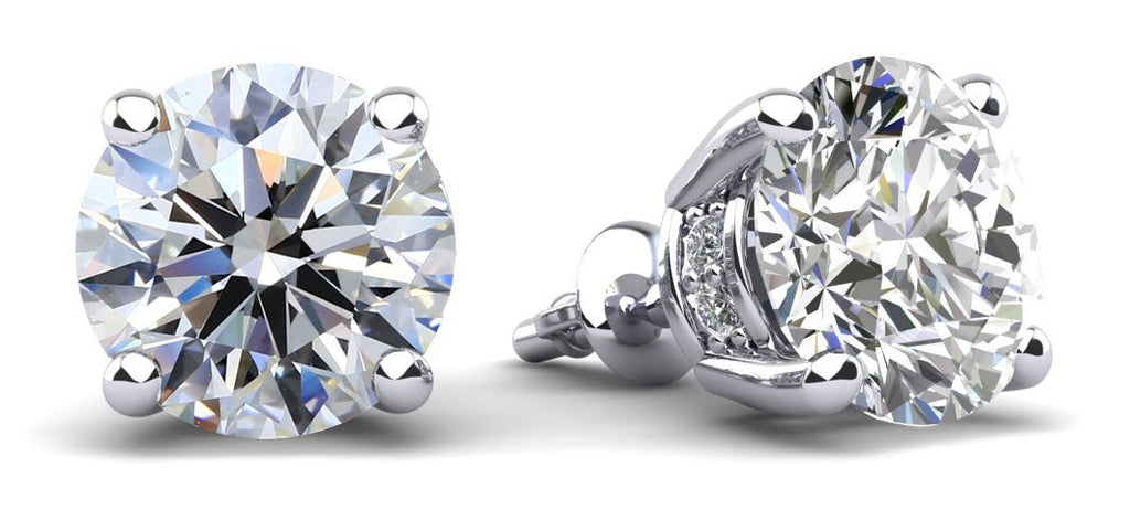 Brilliant Stud Earrings with Side Diamonds Diamond with 1.04 ct. (2X0.50 ct. center diamonds) - Luxury Time NYC