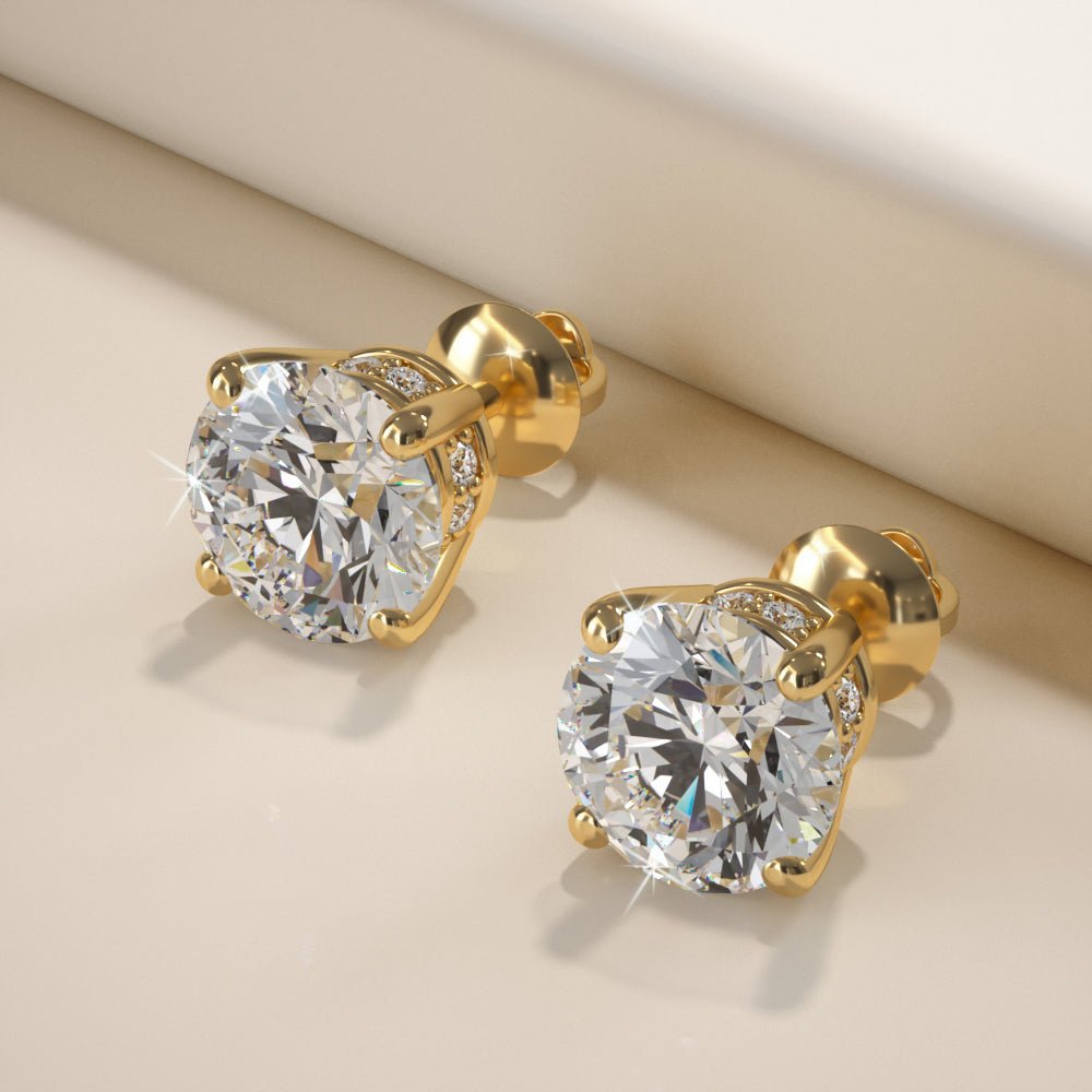 Brilliant Stud Earrings with Side Diamonds Lab - Grown Diamond with 1.04 ct. (2X0.50 ct. center diamonds) - Luxury Time NYC