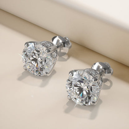 Brilliant Stud Earrings with Side Diamonds Lab - Grown Diamond with 2.11 ct. (2X1.00 ct. center diamonds) - Luxury Time NYC