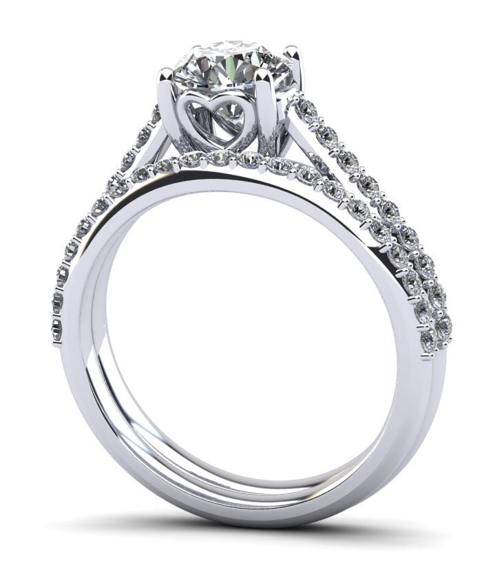 Brilliant Sweetheart Diamond Bridal Set Diamond with 1.01 ct. (0.50 ct. center diamond) - Luxury Time NYC