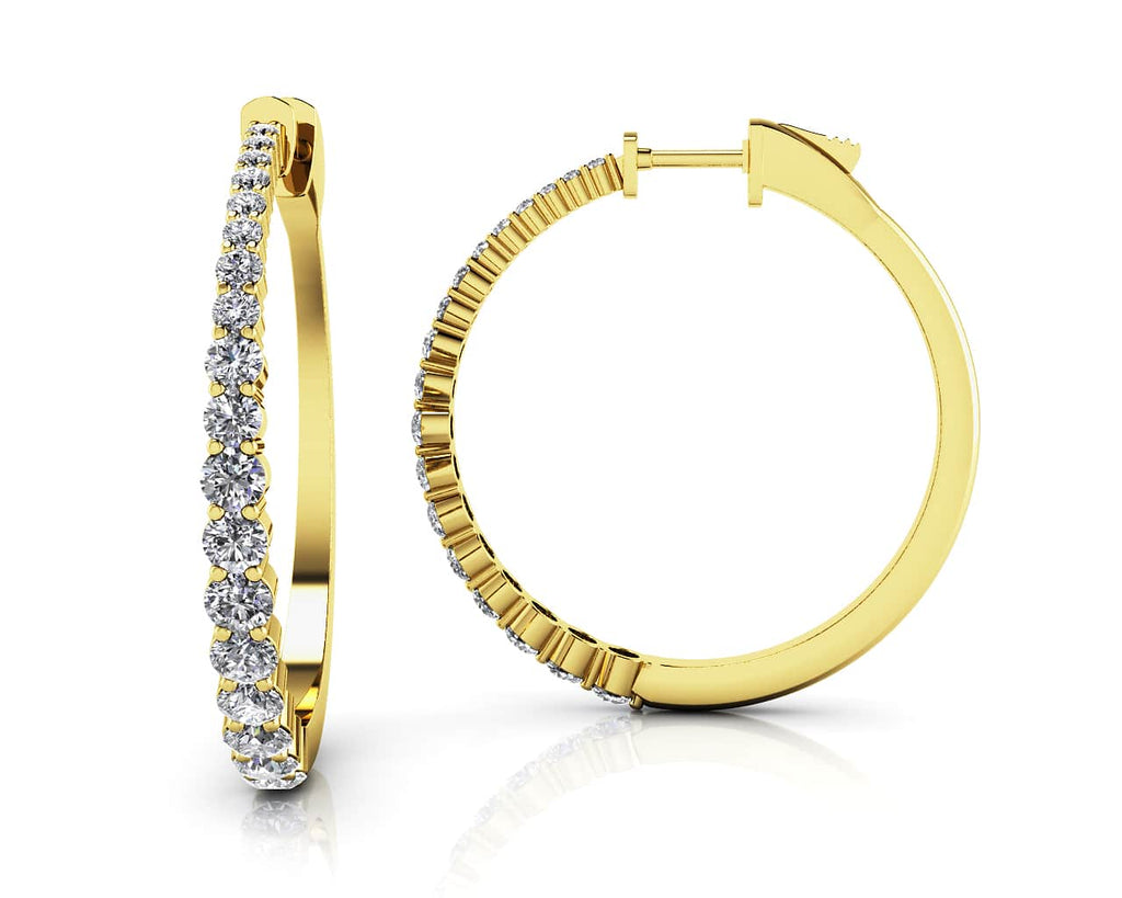 Brilliant Tapered Diamond Hoop Earrings with 2.13 ct.(finished) - Luxury Time NYC