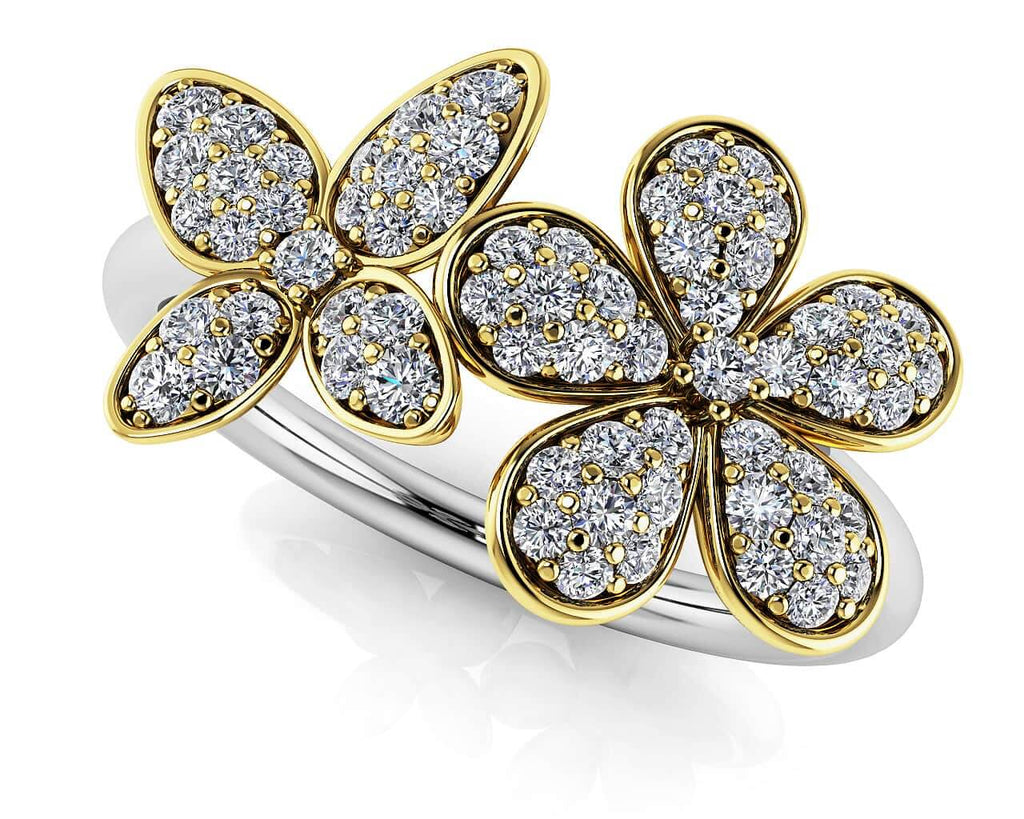 Butterfly And Flower Diamond Ring with 0.39 ct.(finished) - Luxury Time NYC