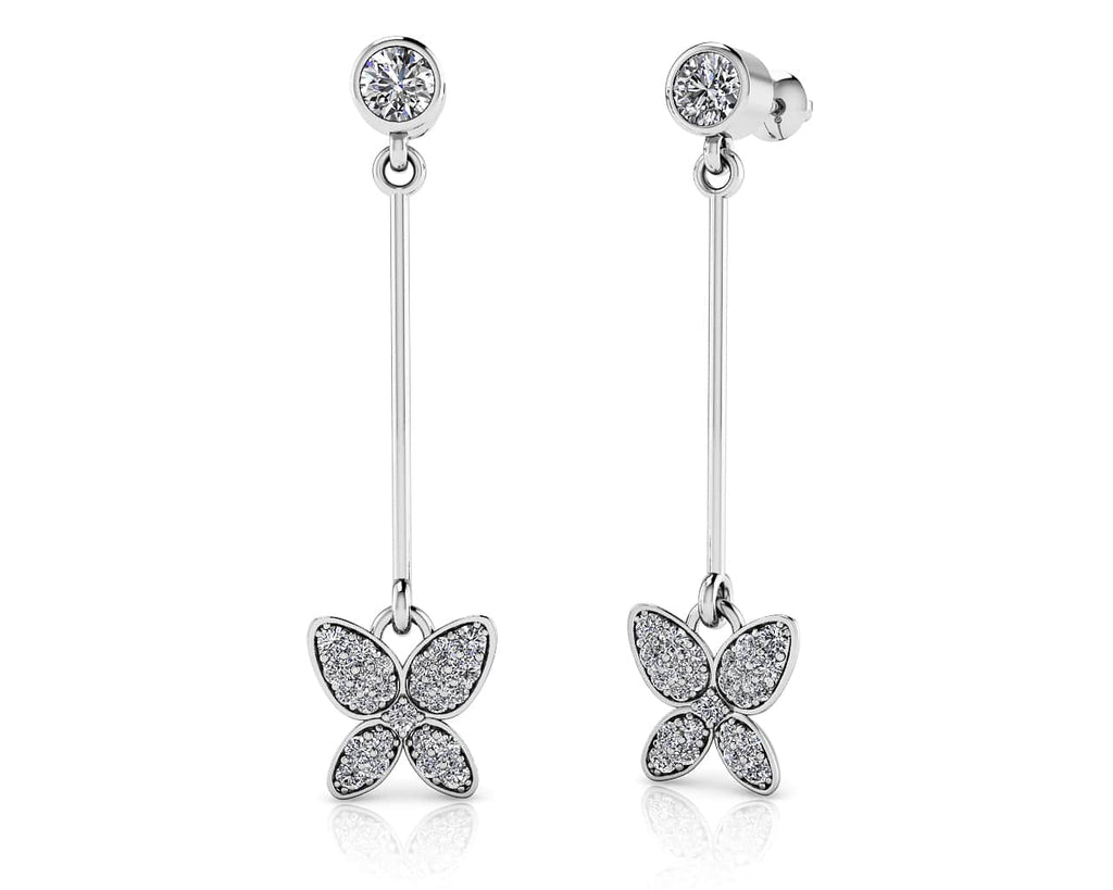 Butterfly Drop Bar Earrings Lab - Grown Diamond with 0.56 ct.(finished) - Luxury Time NYC