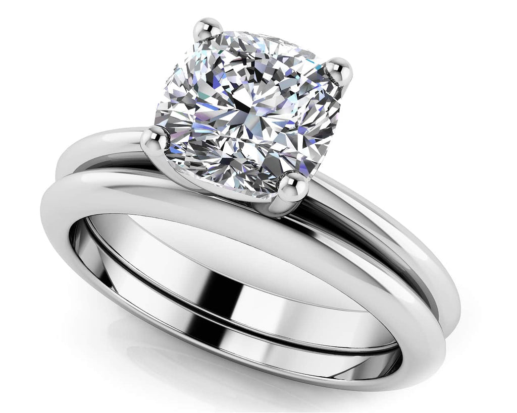 Captivating Cushion Solitaire Bridal Set Diamond with 0.50 ct.(finished) 4.4mm - Luxury Time NYC