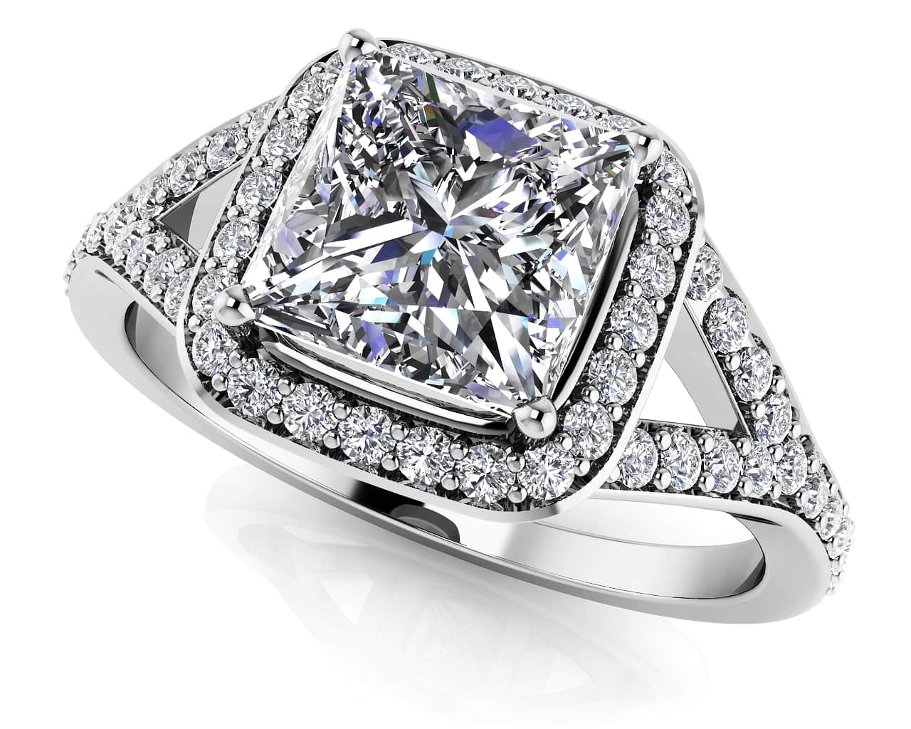 Captivating Diamond Square Frame Diamond Engagement Ring with 0.75 ct. (0.50 ct. center diamond) - Luxury Time NYC