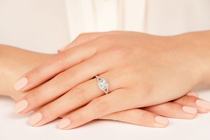 Captivating Diamond Square Frame Lab - Grown Diamond Engagement Ring with 0.99 ct. (0.75 ct. center diamond) - Luxury Time NYC