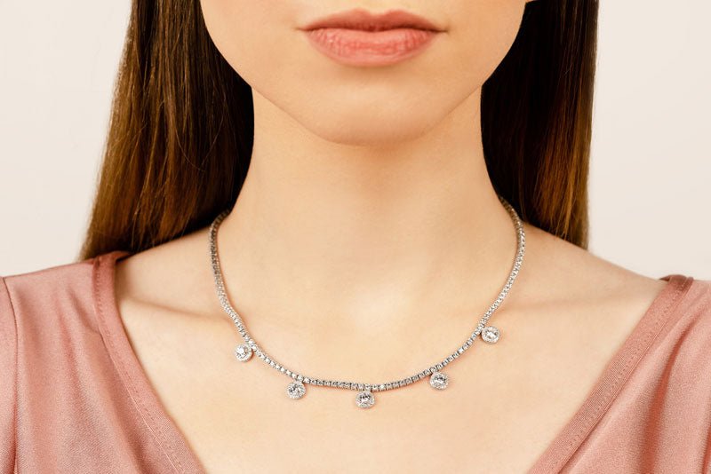 Captivating Diamond Tennis Diamond Necklace with 8.53 ct.(finished) 1mm, 2.2mm, 4.5mm - Luxury Time NYC